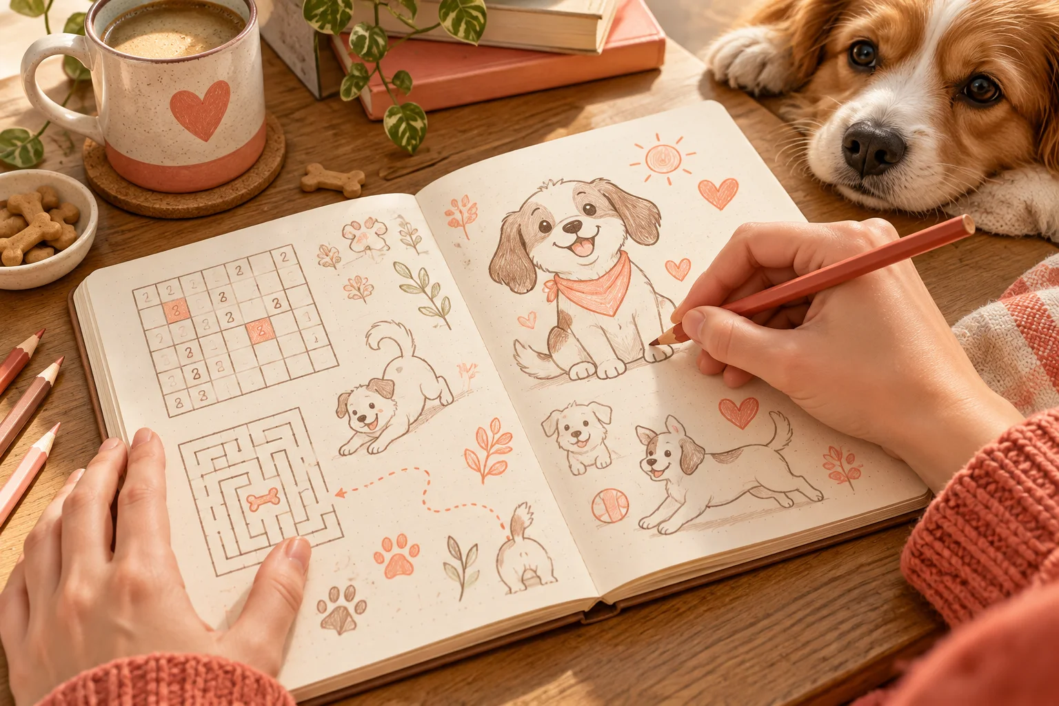 Skizze einer freundlichen Hundefigur